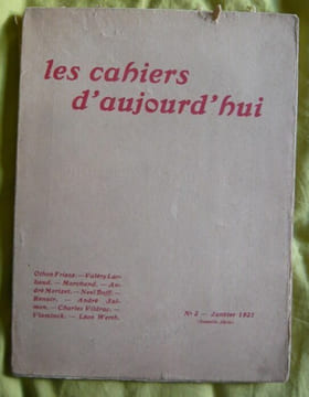 Les Cahiers d'aujourd'hui - N° 2 Janvier 1921 (Nouvelle série). André Salmon Charles Vildrac Vlaminck Léon Werth Renoir Valériy Larbaud André Moriset ...