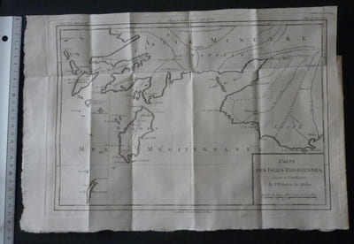 CARTE DES ISLES RHODIENNES SERVANT À L'INTELLIGENCE DE L'HISTOIRE DE MALTE (2e moitié du XVIIIe siècle).