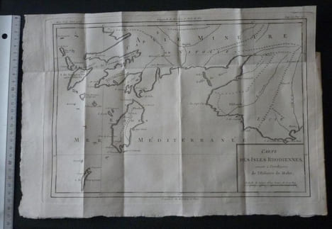 CARTE DES ISLES RHODIENNES SERVANT À L'INTELLIGENCE DE L'HISTOIRE DE MALTE (2e moitié du XVIIIe siècle).. BRION DE LA TOUR, Louis - CARTE DES ISLES ...