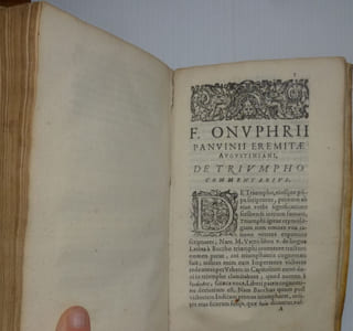 Julii Caesaris Bulengeri Iuliodunensis. Liber de spoliis bellicis, trophaeis, arcubus triumphalibus et pompa triumphi, cui accessit liber Onuphrii Panvini veronensis de triumpho. Paris. Claudius Morellum. 1601.