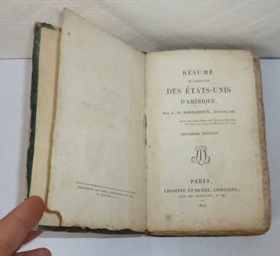 Résumé de l'histoire d'Amérique. Deuxième édition. Paris. Lecointe et Durey. 1824.. BARBAROUX, C.-O.