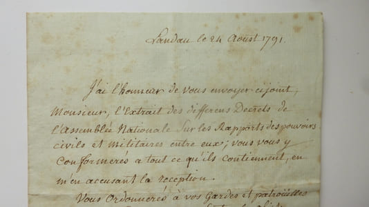 Lettre autographe signée datée du 24 août 1791.