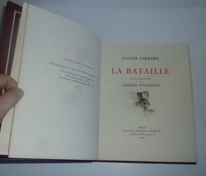 La bataille. Illustrations de Charles Fouqueray. Paris. Blaizot. 1925.. FARRÈRE, Claude