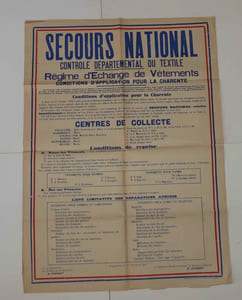 Secours National. Contrôle départemental du textile. Imprimerie Charentaise. Angoulême. 1941.