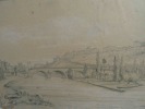 Vue de la Charente. Pont de Saint-Cybard. 1842.. REY, C.