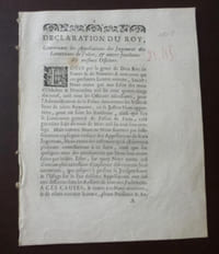 Déclaration du Roy, concernant les Appellations des Jugements des Lieutenants de Police & autres fonctions des mesmes Officiers, A Paris, en Parlement, le septieme janvier mil sept cent un (1701).