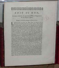 Edit du Roy portant création de quarente offices d'inspecteurs de la Police à Paris, donné à Versailles au mois de février 1708, A Paris, chez la veuve François Muguet & Hubert Muguet, Premier Imprimeur du Roy & de son Parlement, rue de la harpe, aux trois Rois 1708.