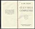Œuvres complètes. - [Complet, 2 tomes].. DE VIGNY Alfred ...//... Alfred de Vigny, Alfred Victor de Vigny, comte de Vigny (1797-1863).