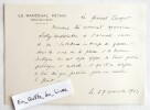 Lettre autographe Général Campet (1888-1958) Chef du cabinet militaire Maréchal Pétain. Campet (Jacques), Général