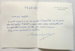 L.A.S. Maurice Garçon (1889-1967) Lettre autographe signée à Louis Guitard [Jean-Jacques Pauvert]. Garçon (Maurice)