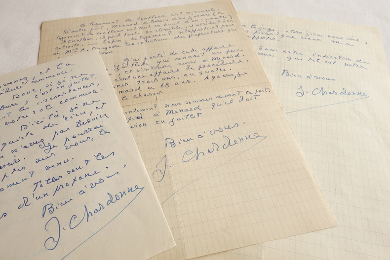 Lot 3 L.A.S Jacques Chardonne (1884-1968) Lettres autographes signées à Louis Guitard. Chardonne (Jacques)
