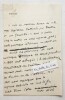 Lot 3 documents manuscrits Anatole de Monzie (1876-1947) Homme politique. Monzie (Anatole de)