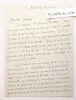 Lot L.A.S. + Carte de visite Gabriel Trarieux (1870-1940) Lettre autographe signée à Jacques Chardonne. Trarieux (Gabriel)