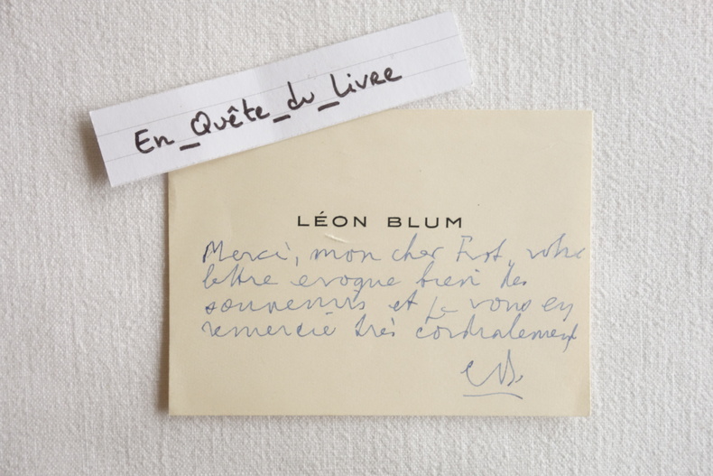 Carte de visite autographe signée Léon Blum (1872-1950) Homme d'État. Blum (Léon)