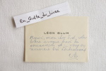 Carte de visite autographe signée Léon Blum (1872-1950) Homme d'État. Blum (Léon)