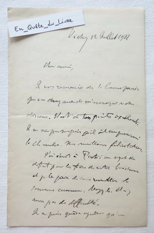 L.A.S. Georges Clemenceau (1841-1929) Lettre autographe signée à André Tardieu. Clemenceau (Georges)