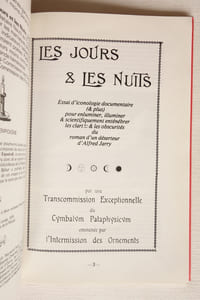Les Jours et les Nuits, essai d’iconologie documentaire - Monitoires du Cymbalum Pataphysicum n° 17, 19, 22 et 24