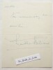 L.A.S. Princesse Marthe Bibesco (1886-1973) Lettre autographe signée à Henry Lémery. Bibesco (Marthe) Princesse