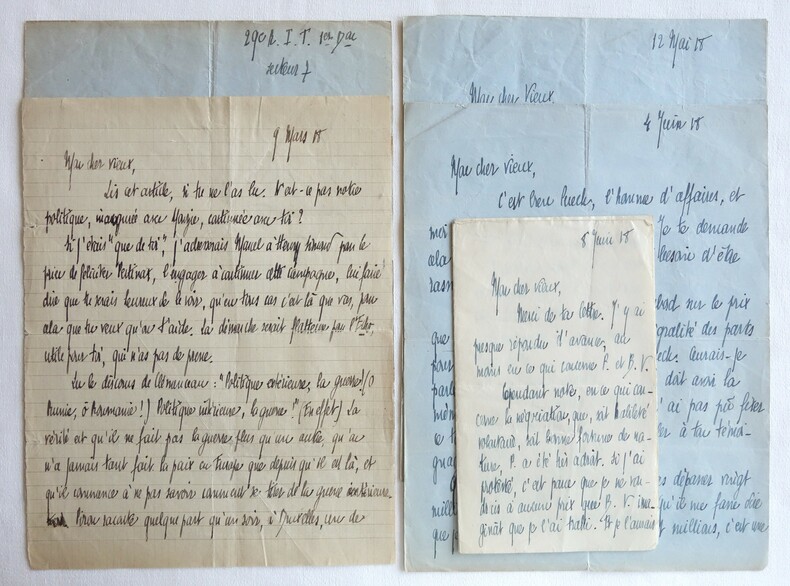 Lot 5 L.A.S. Henry de Jouvenel (1876-1935) Lettres autographes signées à Henry Lémery - Verdun / WW1. Jouvenel (Henry de)
