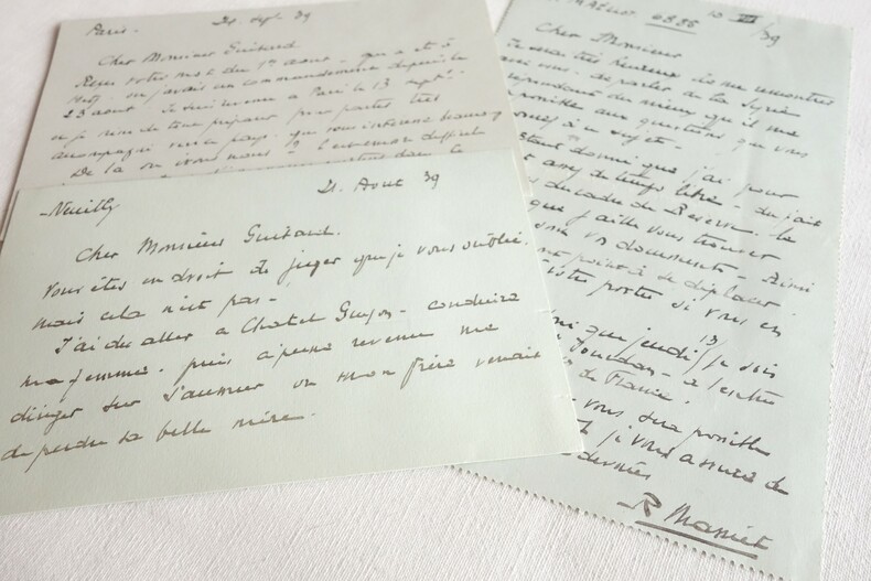 Lot 3 L.A.S. Général Renaud Massiet (1877-1947) Lettres autographes signées à Louis Guitard. Massiet (Renaud) Général