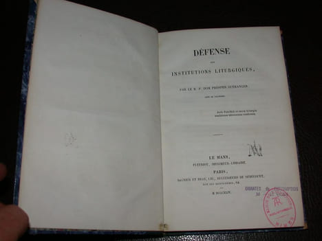Défense des institutions liturgiques. GUERANGER (Dom Prosper)