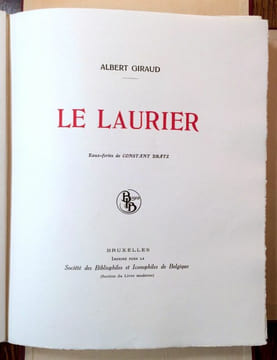 Le Laurier. Eaux-fortes de Constant Dratz.. DRATZ GIRAUD Albert.