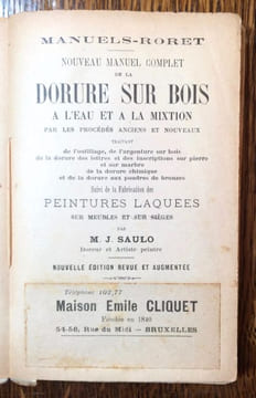 Nouveau manuel complet de la dorure sur bois à l'eau et à la mixtion par les procédés anciens et nouveaux traitant de l'outillage, de l'argenture sur ...