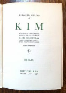 Kim. Avec douze gravures imprimées en couleurs de D.-Ch. Fouqueray. Traduction de L. Fabulet et Ch. Fountaine-Walker.