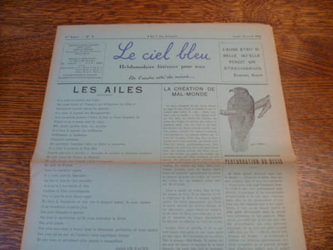 LE CIEL BLEU. "Hebdomadaire littéraire pour tous". Direction : Rose Capel. Comité de rédaction : Paul Colinet, Christian Dotremont, Marcel Mariën. . ...