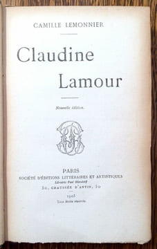 Claudine Lamour. Nouvelle Edition.. LEMONNIER Camille.