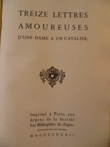 Treize lettres amoureuses d'une dame à un cavalier.