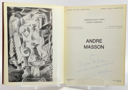 André Masson. Catalogue d'exposition au casino de Knokke avec envoi a.s. et 3 photographies d'oeuvres.
