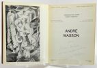  André Masson. Catalogue d'exposition au casino de Knokke avec envoi a.s. et 3 photographies d'oeuvres.. WALDBERG Patrick.