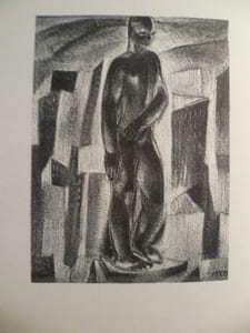 Statue de la fatigue. Lithographie par Auguste Mambour.
