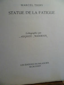 Statue de la fatigue. Lithographie par Auguste Mambour.