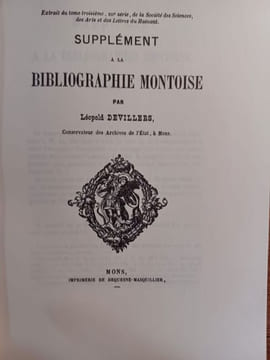 Supplément à la bibliographie montoise.. DEVILLERS Léopold.