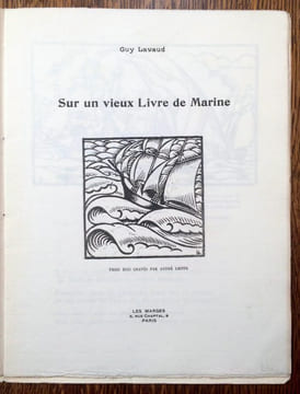 Sur un vieux Livre de Marine. Trois bois gravés par André Lhote.. LHOTE. LAVAUD Guy.