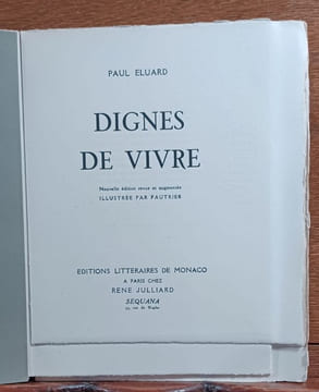 Dignes de vivre. . ELUARD Paul, FAUTRIER Jean. 