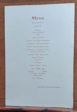 Gravure. Menu pour la Société des Amis des Livres du 4 juin 1912. . undefined