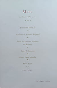 Gravure. Menu pour la Société des Amis des Livres. 1922.