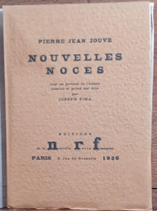 Nouvelles noces. Avec un portrait de l'auteur dessiné et gravé par Joseph Sima.
