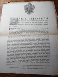 Marie Elisabeth par la grace de Dieu... Gouvernante générale des Pays-Bas.