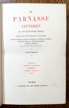 Le Parnasse Satyrique du Dix-Neuvième Siècle. Avec : Le Nouveau Parnasse Satyrique du Dix-Neuvième Siècle suivi d'un Appendice au Parnasse Satyrique.. ...