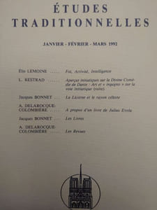 ÉTUDES TRADITIONNELLES. Année 1992 complète. 4 volumes.  Numéros 515, 516, 517, 518. 