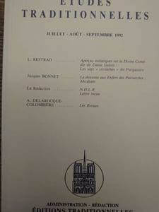 ÉTUDES TRADITIONNELLES. Année 1992 complète. 4 volumes.  Numéros 515, 516, 517, 518. 