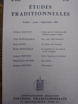 ÉTUDES TRADITIONNELLES. Année 1984 complète. 4 volumes. Numéros 483, 484, 485, 486. . undefined