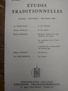ÉTUDES TRADITIONNELLES. Année 1984 complète. 4 volumes. Numéros 483, 484, 485, 486. . undefined