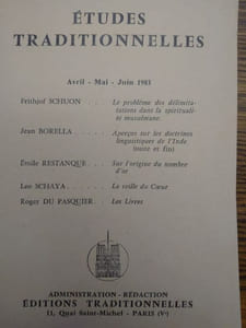 ÉTUDES TRADITIONNELLES. Année 1983 complète. 4 volumes.  Numéros 479, 480, 481, 482. 