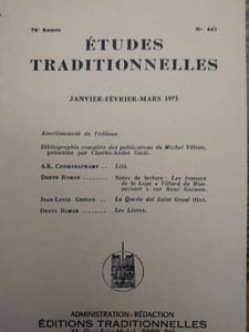 ÉTUDES TRADITIONNELLES. Année 1975 complète. 4 volumes.  Numéros 447, 448, 449, 450. 
