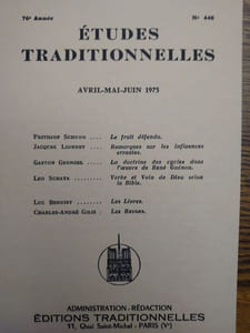 ÉTUDES TRADITIONNELLES. Année 1975 complète. 4 volumes.  Numéros 447, 448, 449, 450. 